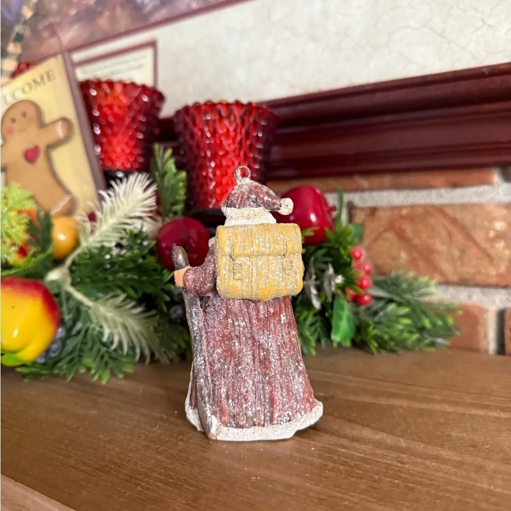 Vintage 1988 Santa Clause Sparkle Holiday Hand Painted Christmas Ornament